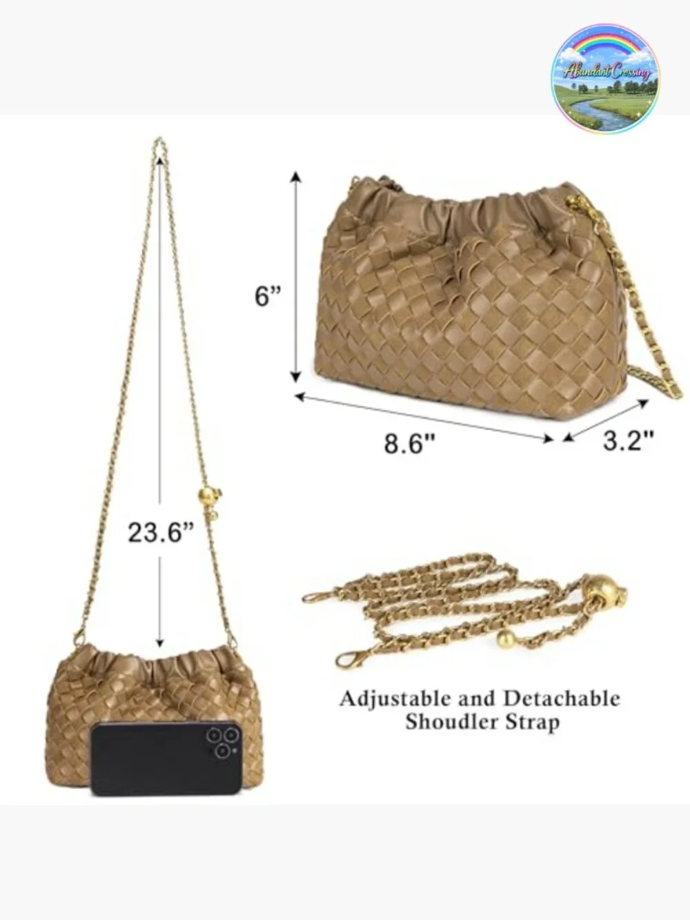 Woven Faux Leather Dumpling Crossbody Hobo Shoulder Bag Clutch Purse